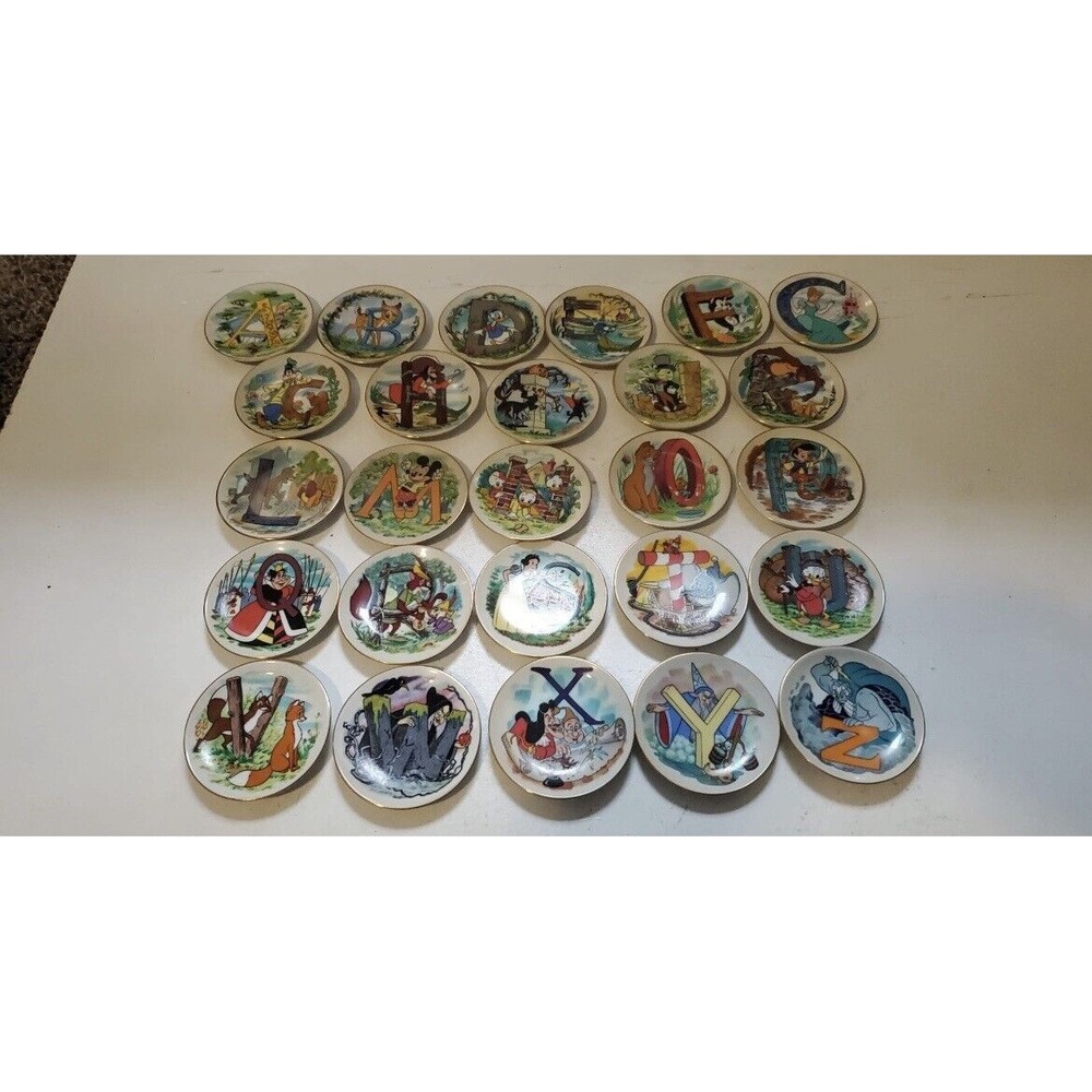 The Disney‎ Collection Alphabet Miniature Plates Complete Set 26 Plates A - Z